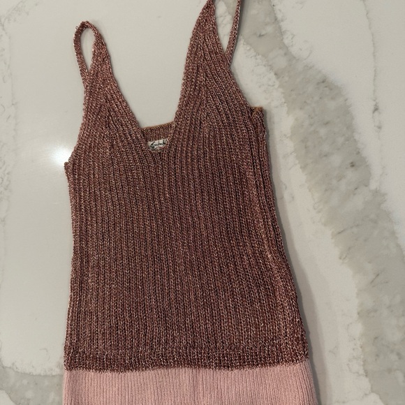 Intimately Free People Gold Coast Metallic Knit Bodysuit Womens XS Rose Gold - Picture 4 of 13